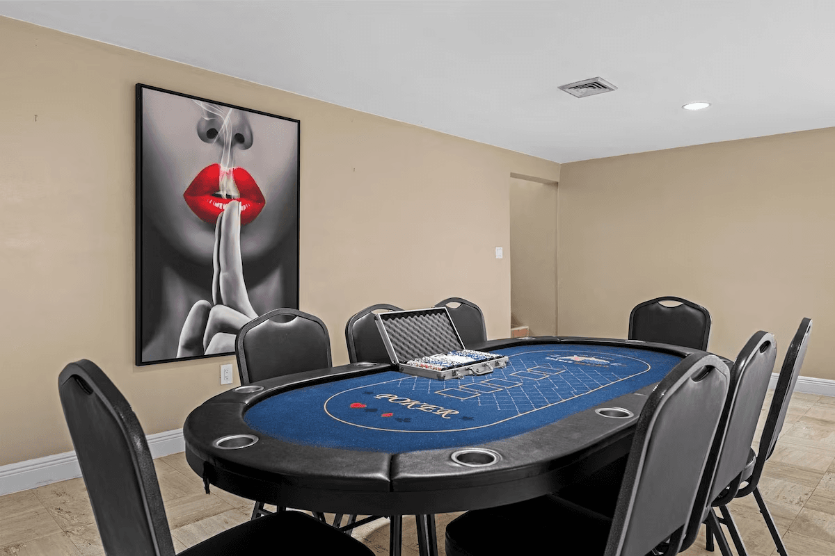 Games room with a large card table